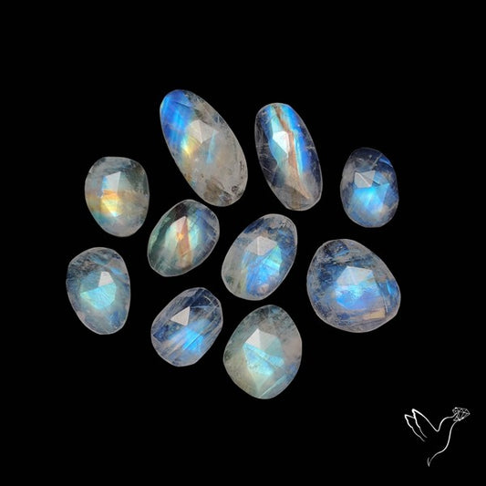 Rose Cut Rainbow Moonstone Lot