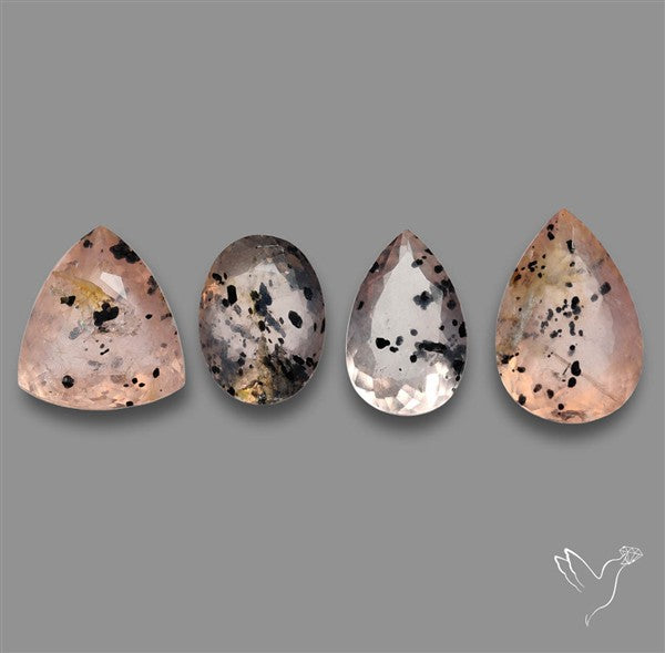 Faceted Diopside In Rose Quartz Lot