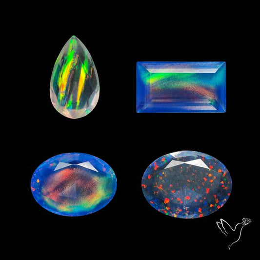 Faceted Aurora Opal and Quartz Doublets Lot