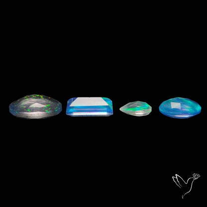 Faceted Aurora Opal and Quartz Doublets Lot