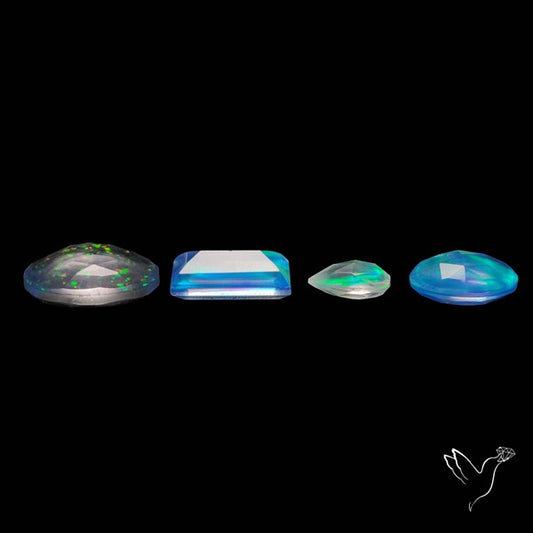 Faceted Aurora Opal and Quartz Doublets Lot