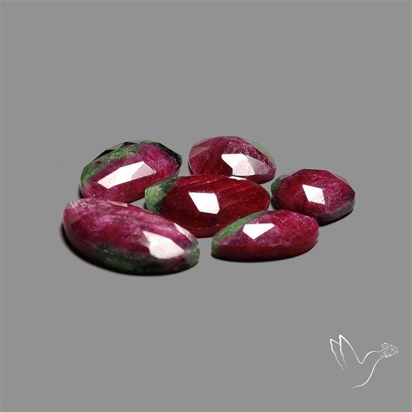 Rose Cut Ruby In Zoisite Lot