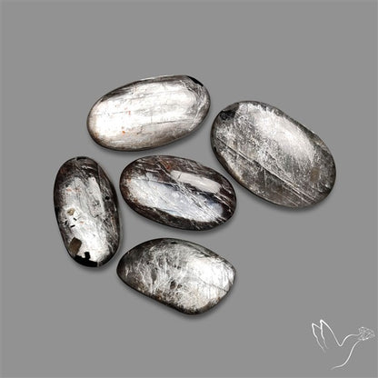 Black Moonstone With Sunstone Inclusions Cabochons Lot