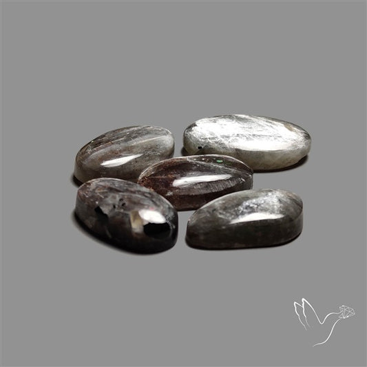 Black Moonstone With Sunstone Inclusions Cabochons Lot