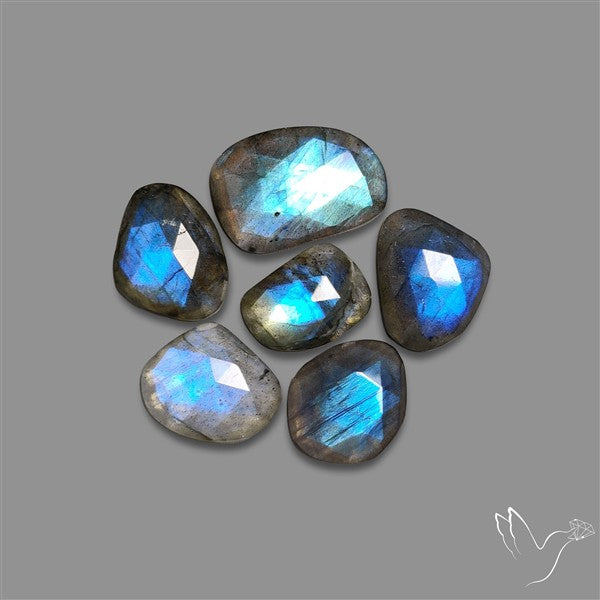 Rose Cut Blue Labradorite Lot
