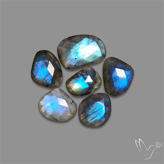 Rose Cut Blue Labradorite Lot