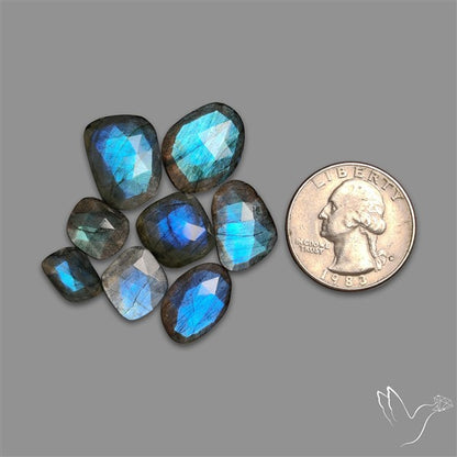 Rose Cut Blue Labradorite Lot