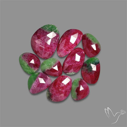 Rose Cut Ruby In Zoisite Lot