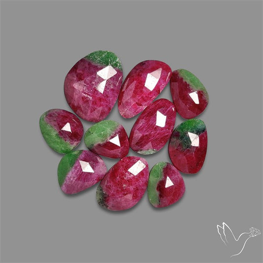 Rose Cut Ruby In Zoisite Lot