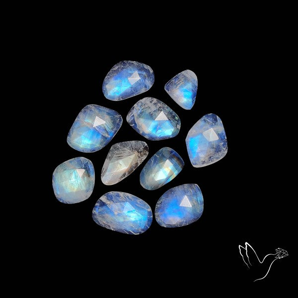 Rose Cut African Blue Moonstone Lot
