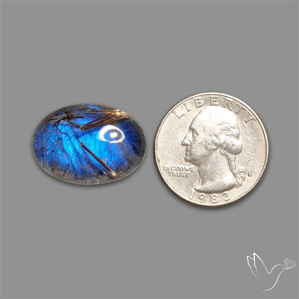 Golden Rutilated Quartz With Blue Labradorite Doublet
