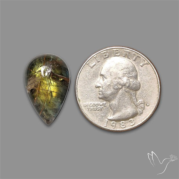 Golden Rutilated Quartz With Yellow Labradorite Doublet
