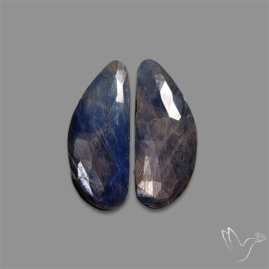 Rose Cut Blue Sapphire Pair