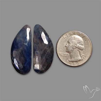 Rose Cut Blue Sapphire Pair
