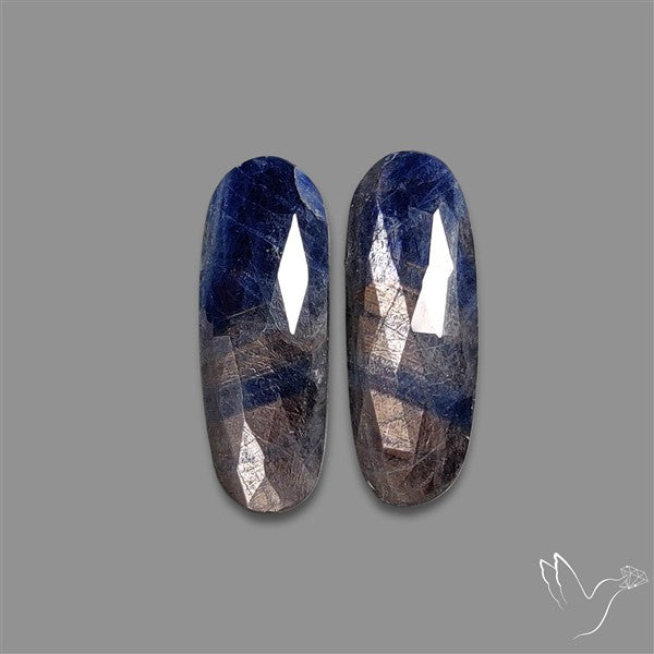 Rose Cut Blue Sapphire Pair
