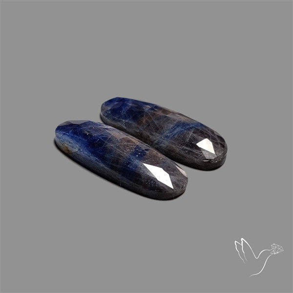 Rose Cut Blue Sapphire Pair