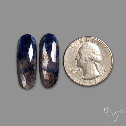Rose Cut Blue Sapphire Pair