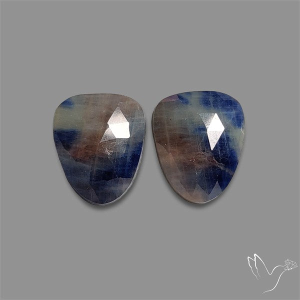 Rose Cut Blue Sapphire Pair