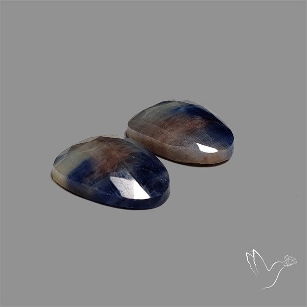 Rose Cut Blue Sapphire Pair