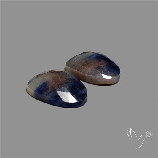 Rose Cut Blue Sapphire Pair