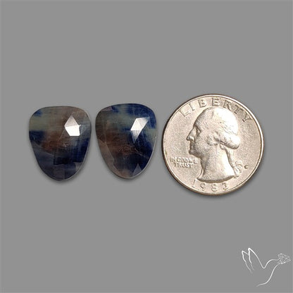 Rose Cut Blue Sapphire Pair