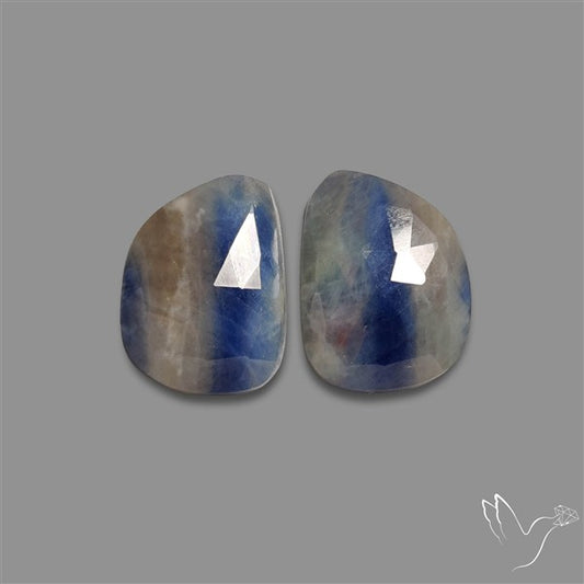 Rose Cut Blue Sapphire Pair