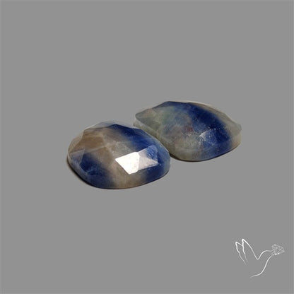Rose Cut Blue Sapphire Pair