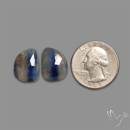 Rose Cut Blue Sapphire Pair