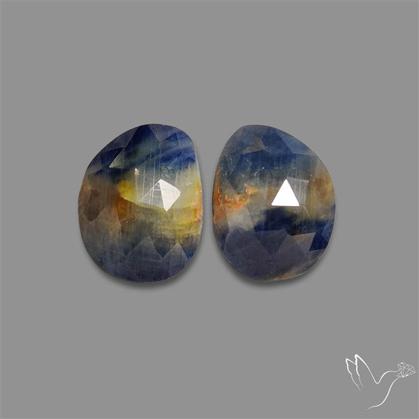 Rose Cut Blue Sapphire Pair