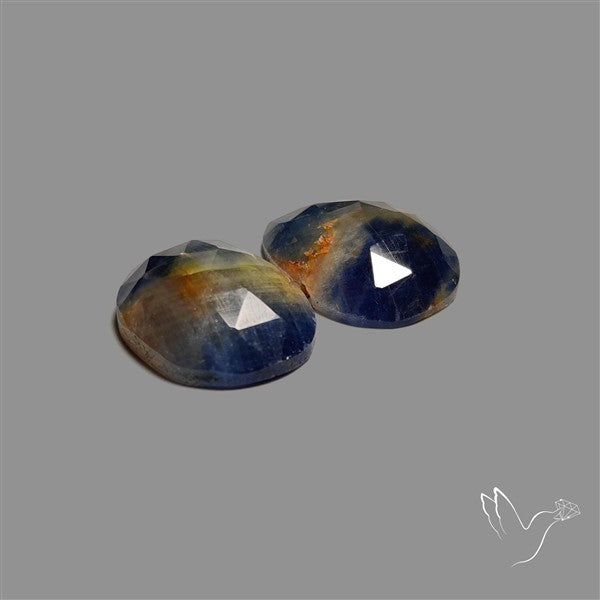 Rose Cut Blue Sapphire Pair