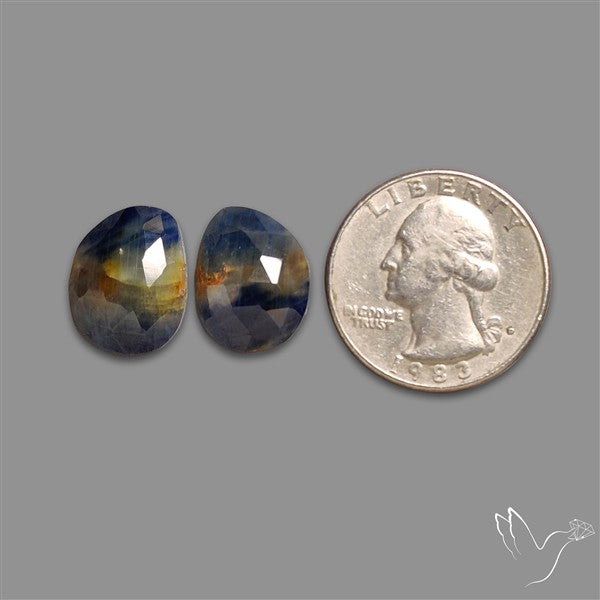 Rose Cut Blue Sapphire Pair