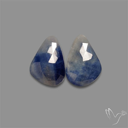 Rose Cut Blue Sapphire Pair