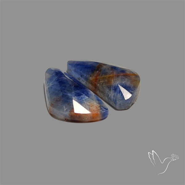 Rose Cut Blue Sapphire Pair