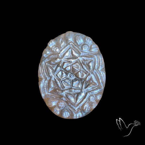 Belomorite Moonstone Mughal Carving