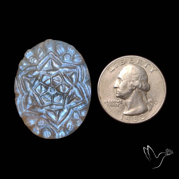 Belomorite Moonstone Mughal Carving