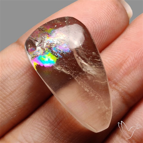 Rare Himalayan Quartz With Rainbow Cabochon