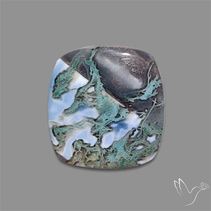 Rare Owyhee Blue Opal with Moss Inclusions Cabochon