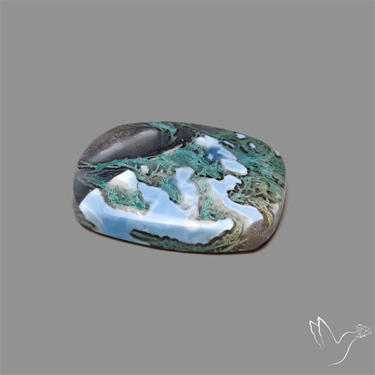 Rare Owyhee Blue Opal with Moss Inclusions Cabochon