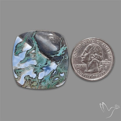 Rare Owyhee Blue Opal with Moss Inclusions Cabochon