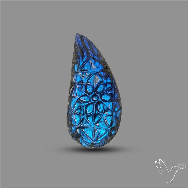 Handcarved Labradorite Deep Blues Mughal Carving