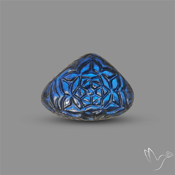 Handcarved Labradorite Deep Blues Mughal Carving