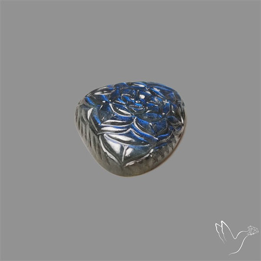 Handcarved Labradorite Deep Blues Mughal Carving