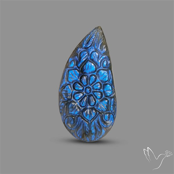 Handcarved Labradorite Deep Blues Mughal Carving