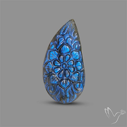 Handcarved Labradorite Deep Blues Mughal Carving
