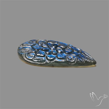 Handcarved Labradorite Deep Blues Mughal Carving