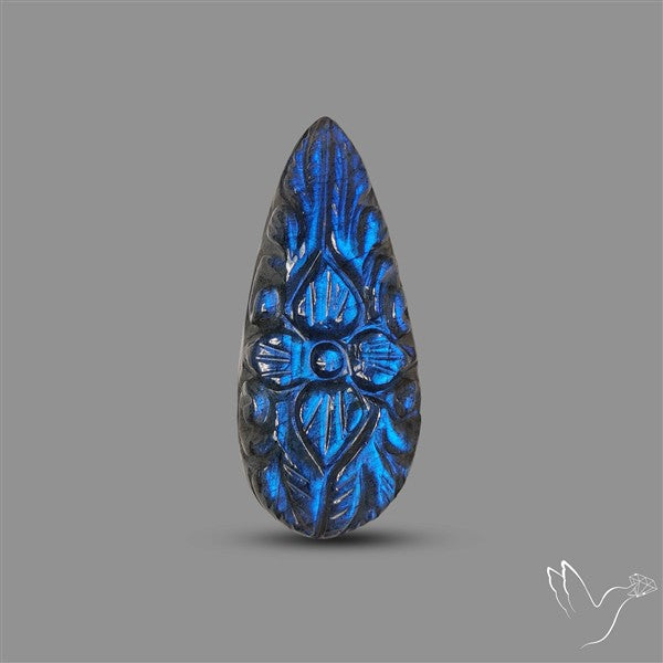 Handcarved Labradorite Deep Blues Mughal Carving