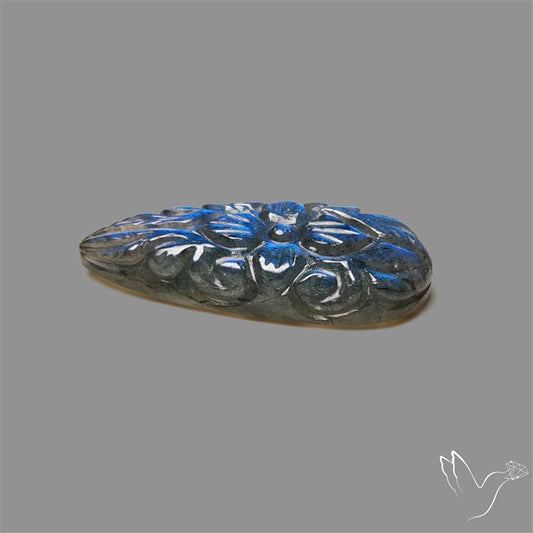 Handcarved Labradorite Deep Blues Mughal Carving