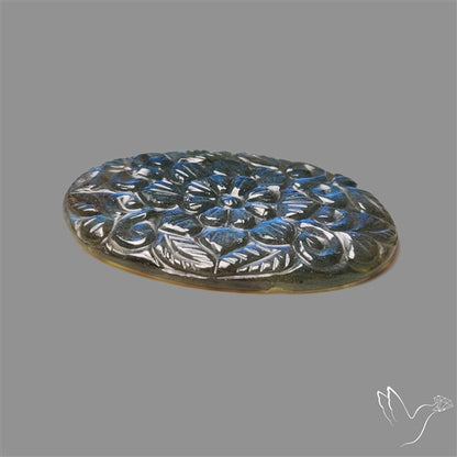 Handcarved Labradorite Deep Blues Mughal Carving