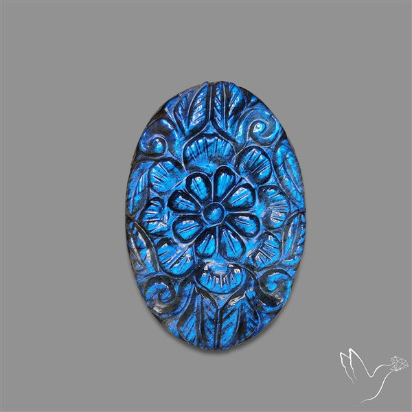 Handcarved Labradorite Deep Blues Mughal Carving