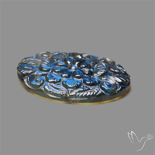 Handcarved Labradorite Deep Blues Mughal Carving